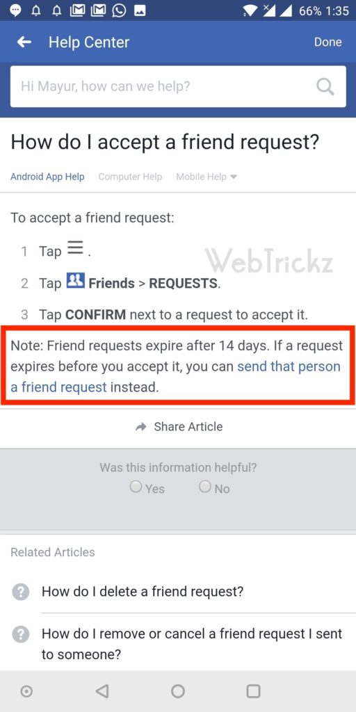 facebook friend request expiry time