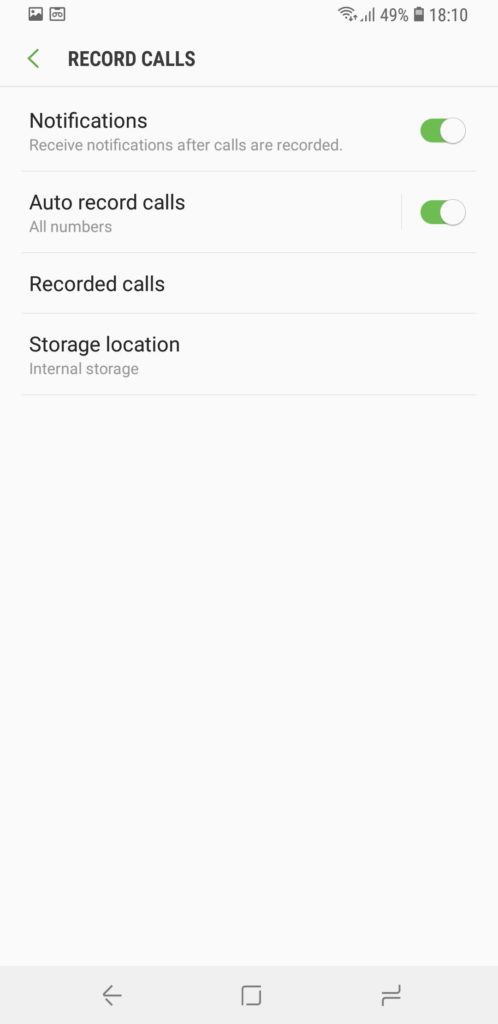 galaxy s9+ record calls automatically india
