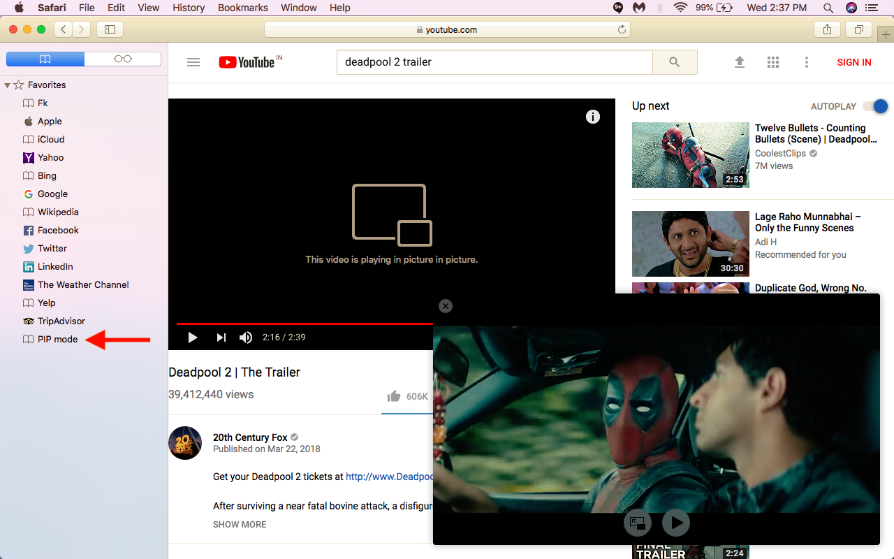 Bookmarklet to Watch Web Videos in Picture in Picture mode on your Mac