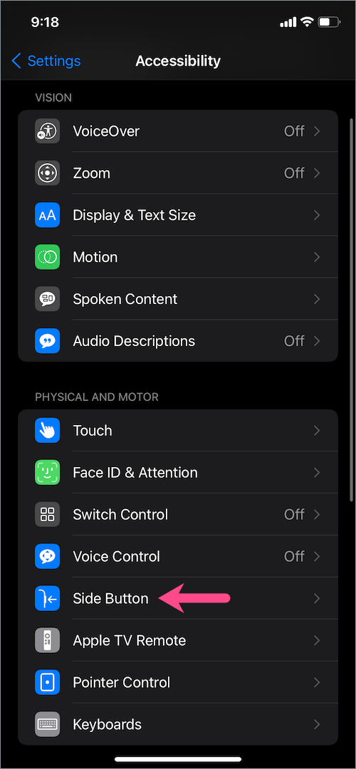accessibility settings on iOS