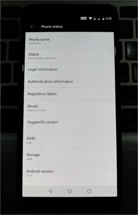 phone status oneplus 5t