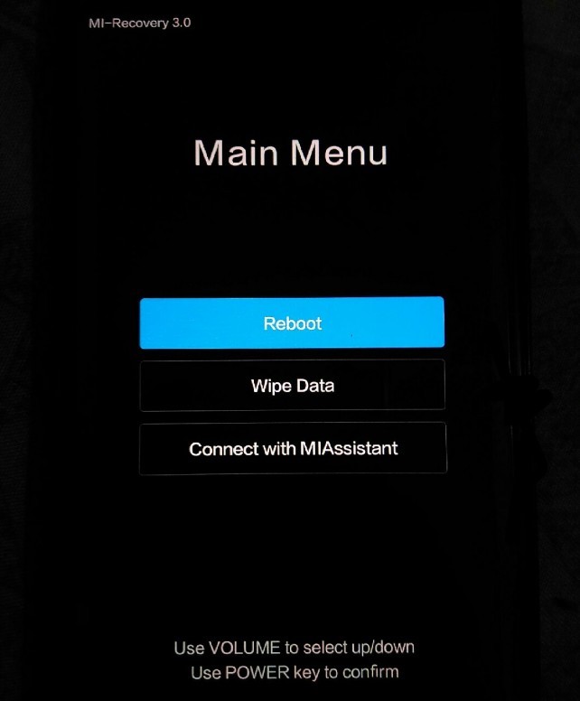 main menu redmi recovery 3.0 redmi note 7