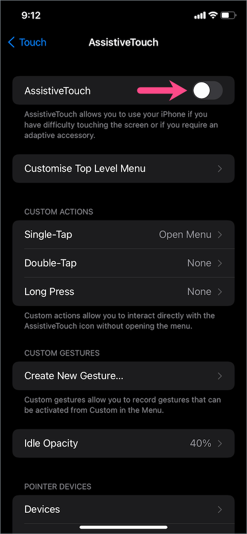 how to enable AssistiveTouch on iPhone