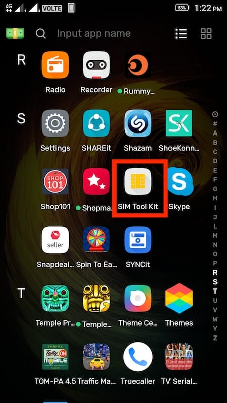 SIM toolkit in app drawer