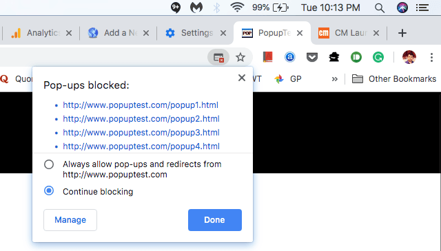 disable pop up blocker for google hangouts on mac