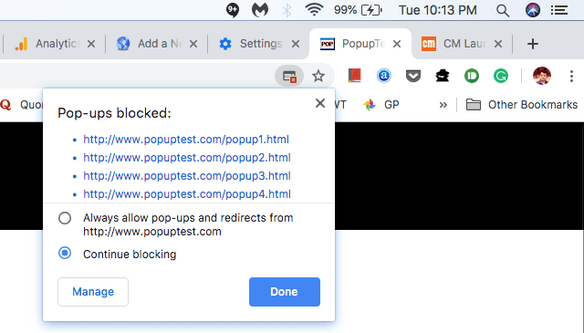 pop up blockers on google chrome