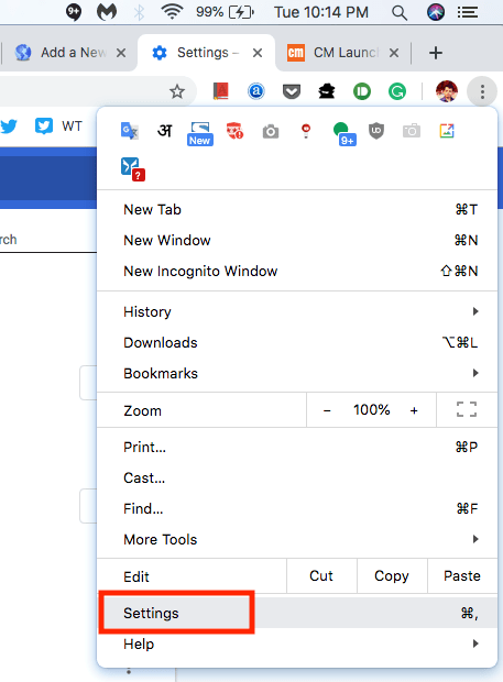 chrome settings on desktop