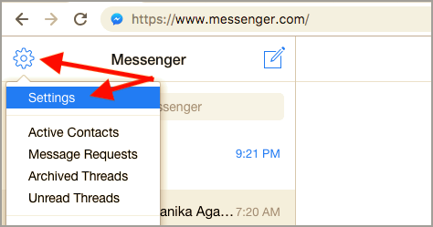 active status in messenger.com