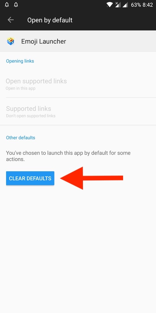 clear default for an android app