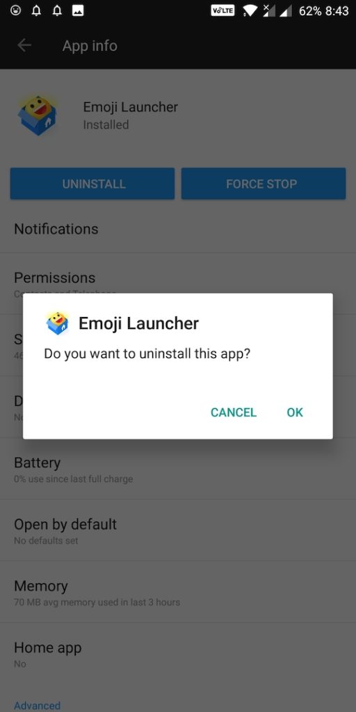 How to Uninstall Emoji Launcher on Android
