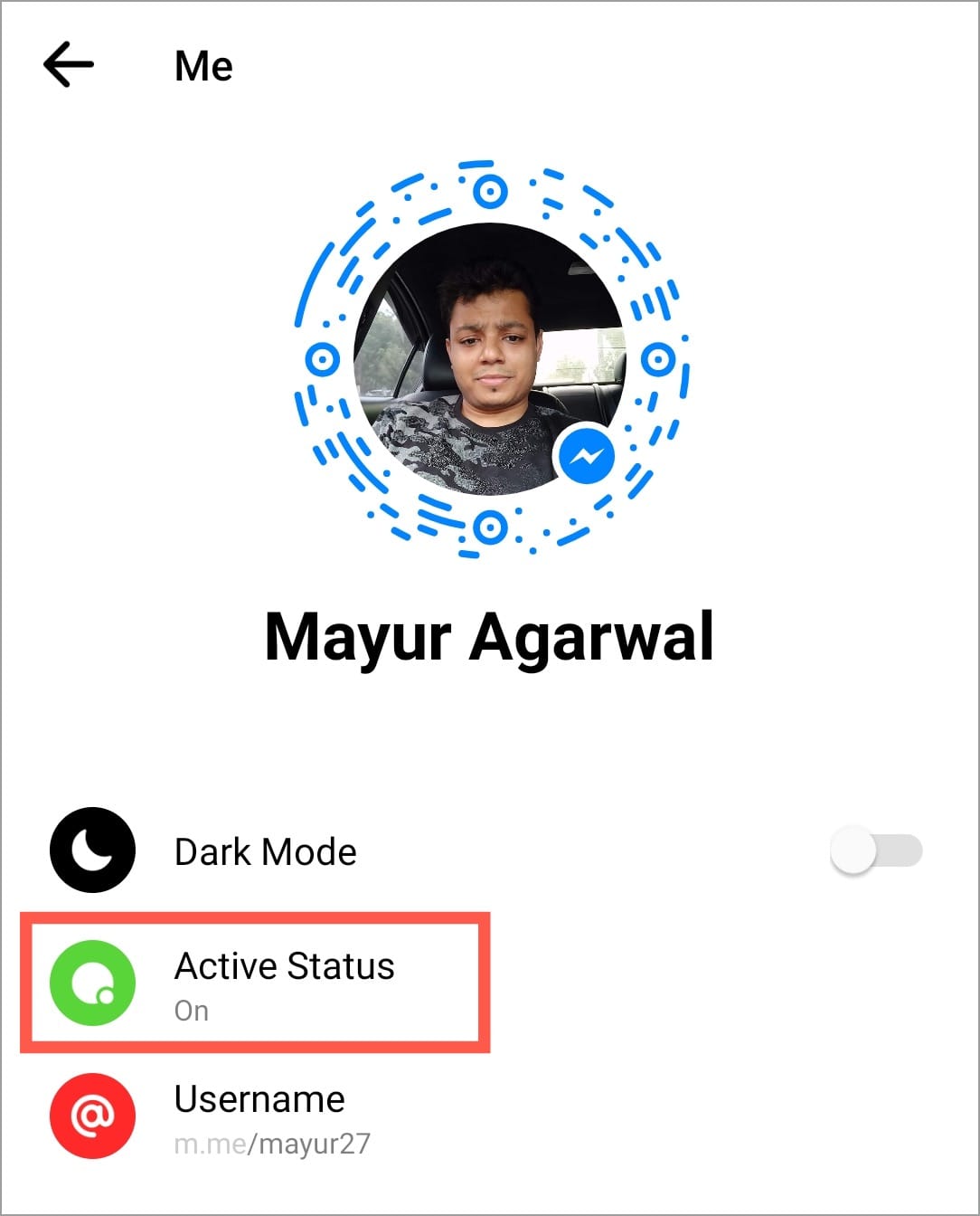 messenger active status