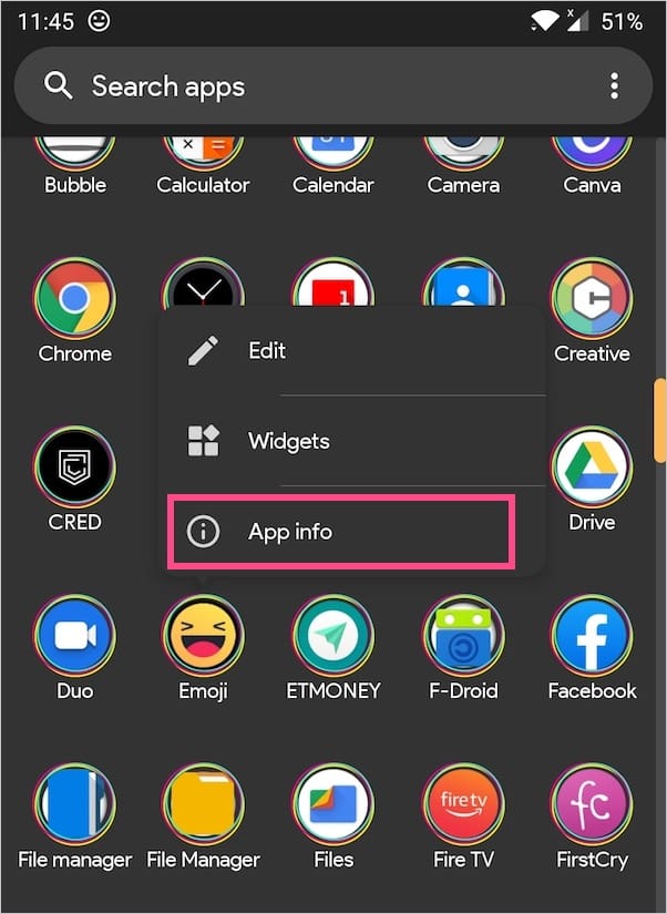 app drawer on android