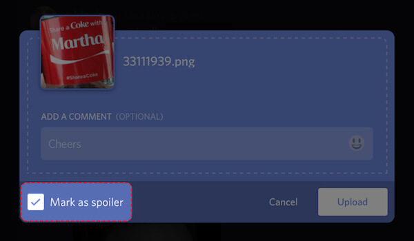 how to put spoiler on images in discord