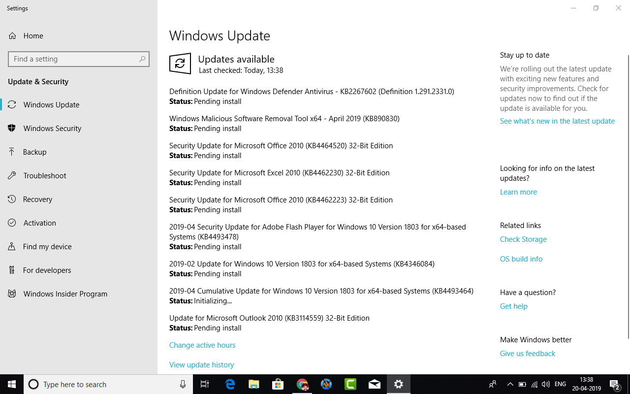 windows 10 initializing updates