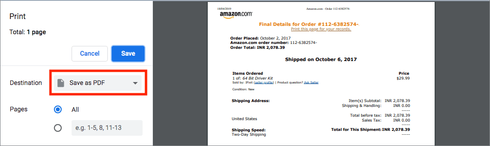 get an invoice from amazon