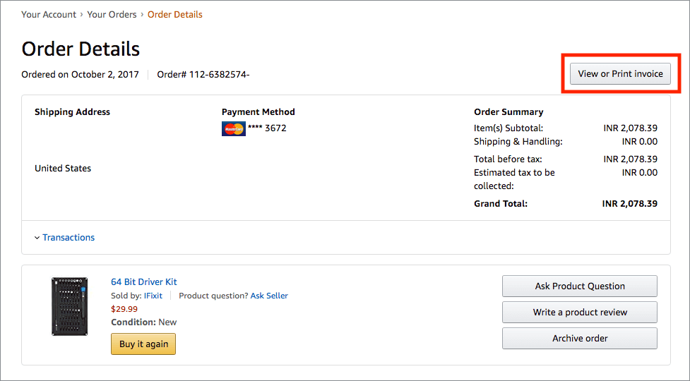 How to Download and Print Invoice from Amazon