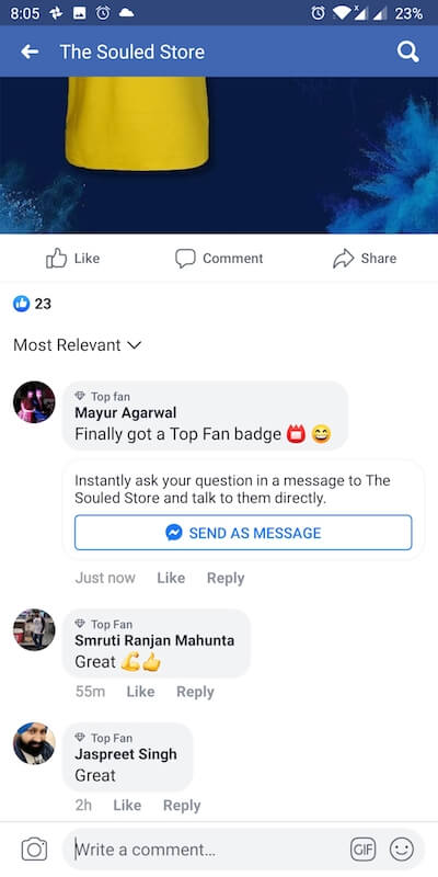 top fan status on facebook