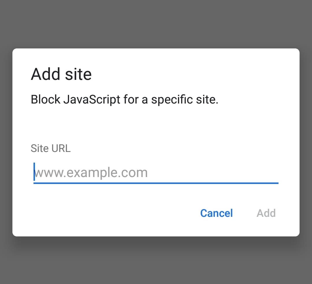 block javascript for specific site in chrome on android