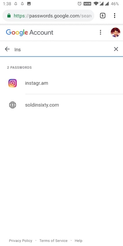 google smart lock instagram