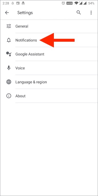 google app notifications setting