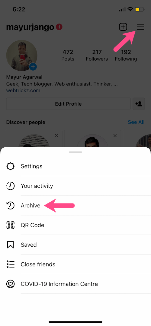 how to view archive on instagram