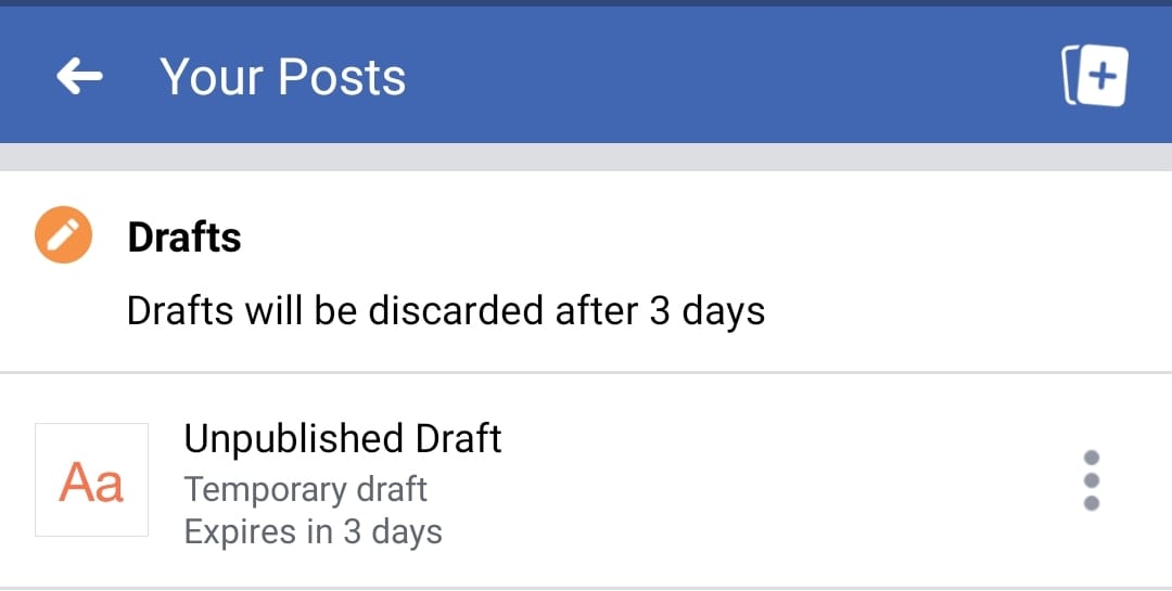 find facebook drafts android