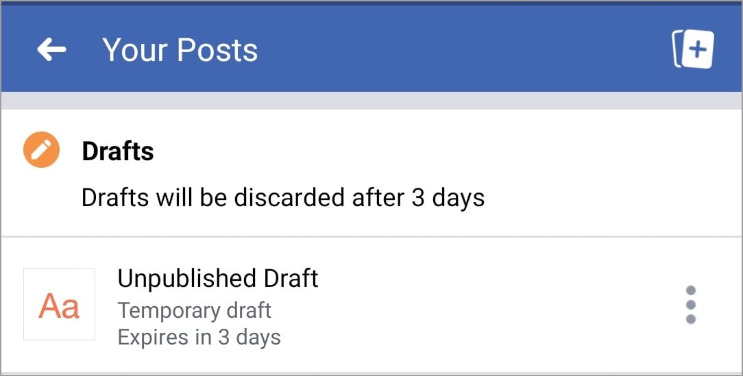 find facebook drafts android