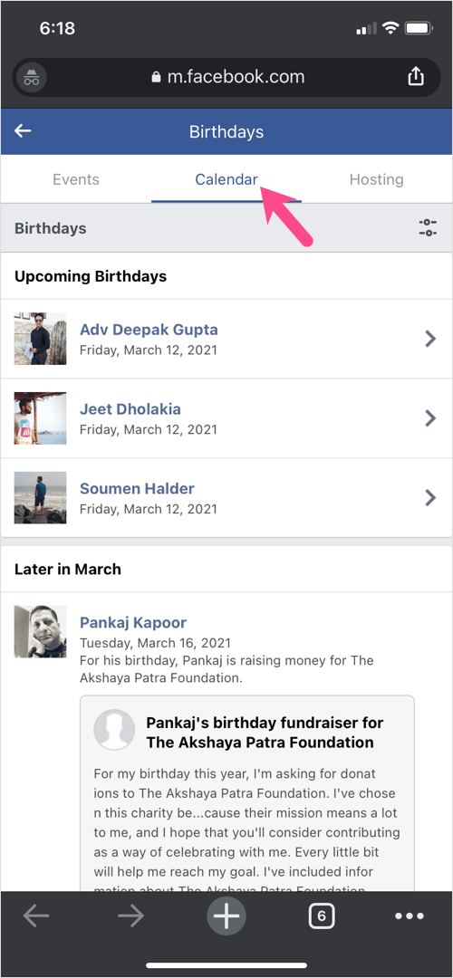 Birthday Section On Facebook