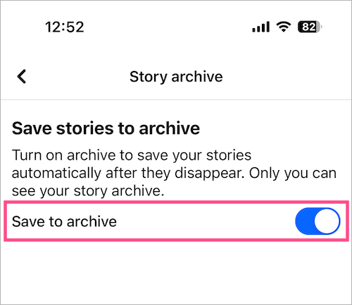 save stories to archive setting on facebook