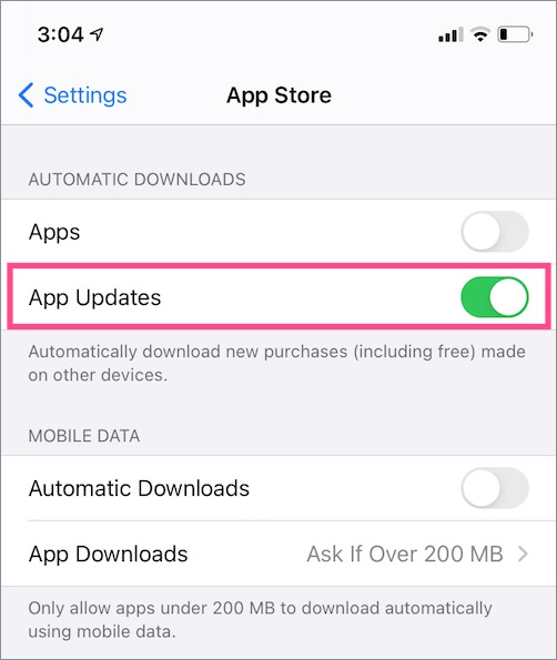 how to enable automatic app updates on iOS 14 and iOS 15