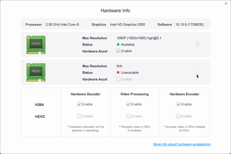 videoproc hardware info