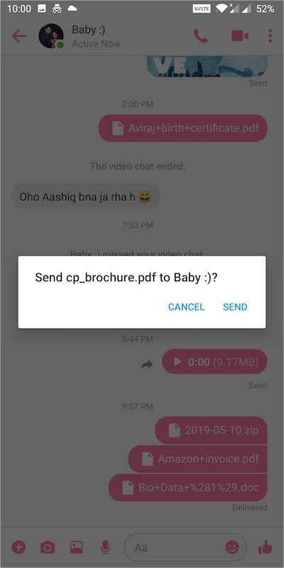 how to send files in messenger app 2022 on android