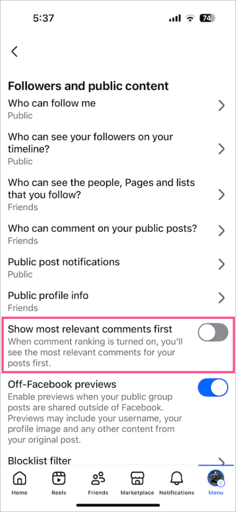 How to Turn Off Most Relevant Comments on Facebook