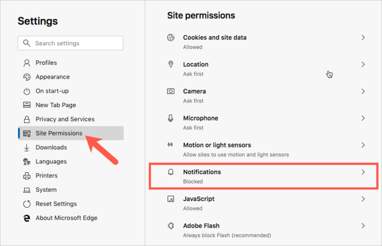 how to stop websites from asking to send notifications