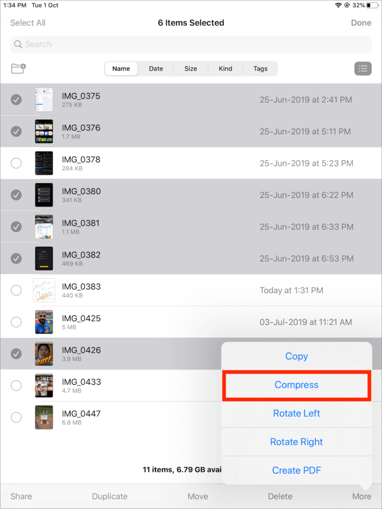 How to compress and create a zip file of photos on iphone and ipad