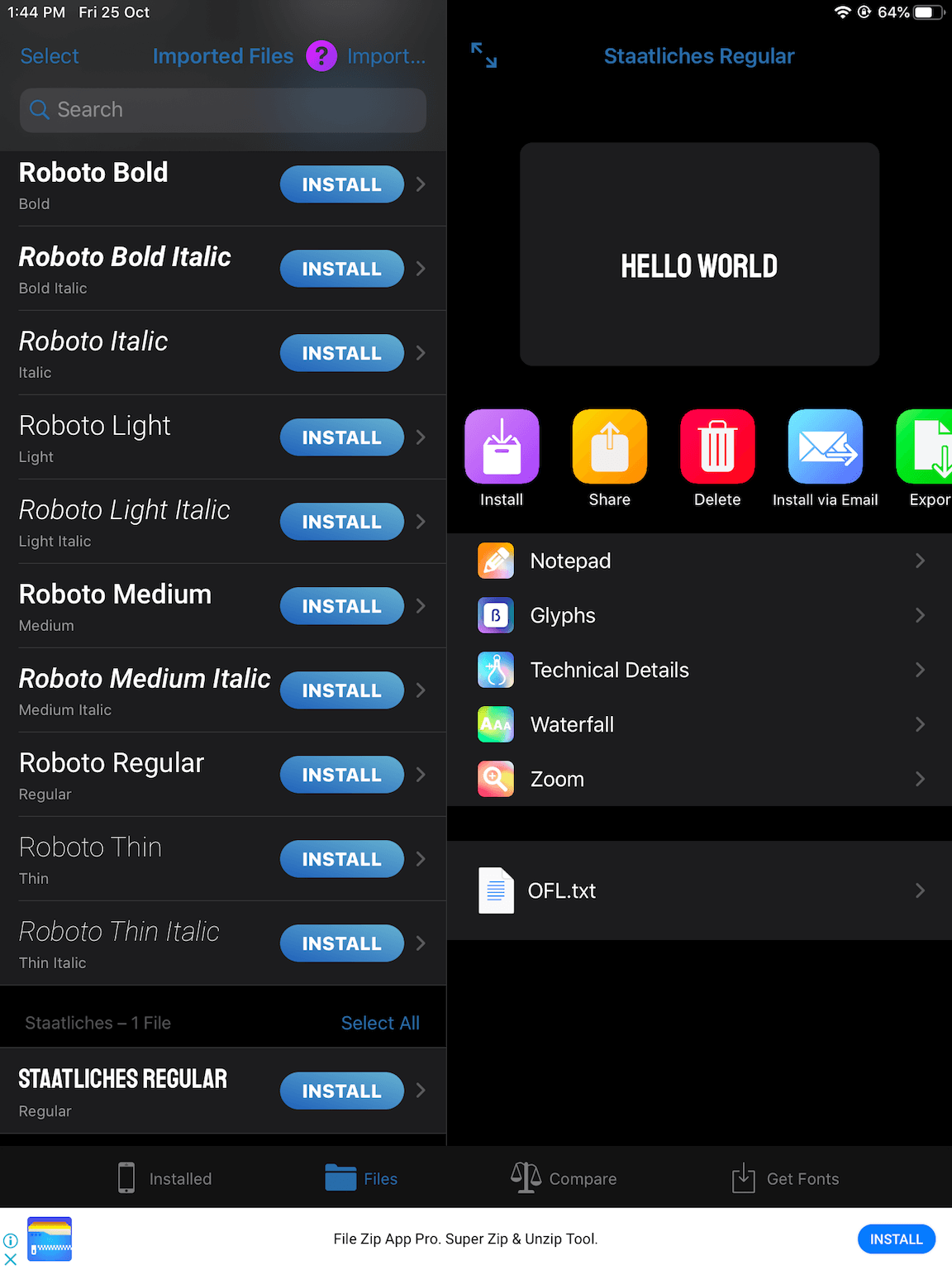 installing custom fonts in ios 13