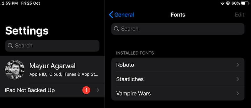 fonts in ios 13