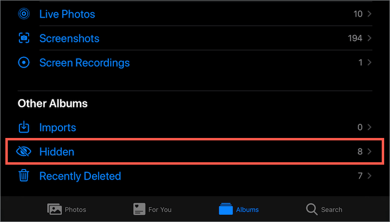 view hidden photos in ios 13