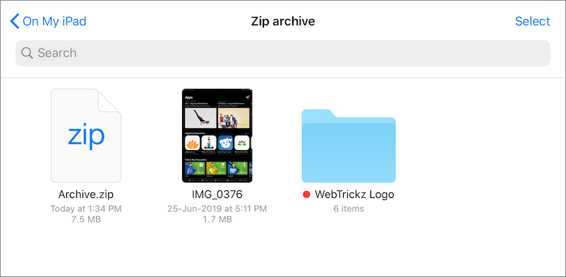 zip archive on iphone ipad