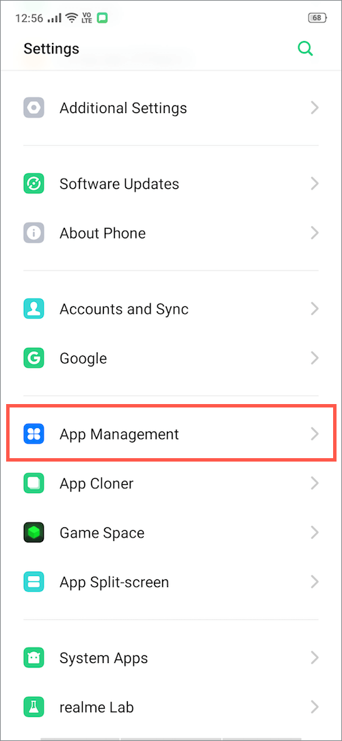 app management in coloros