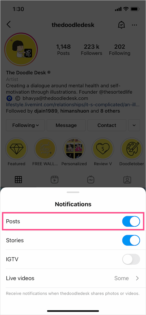 turn on post notifications on instagram for someone's account 2021