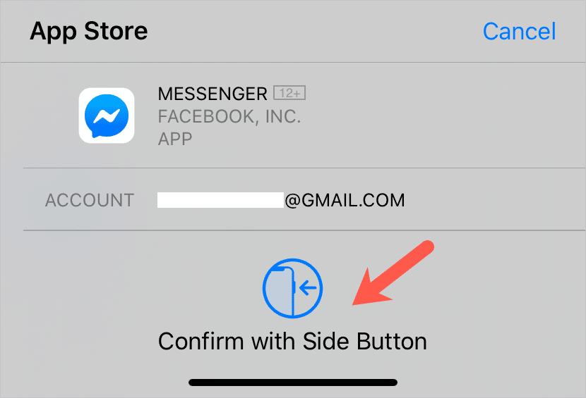 confirm with side button to install apps on iphone 11