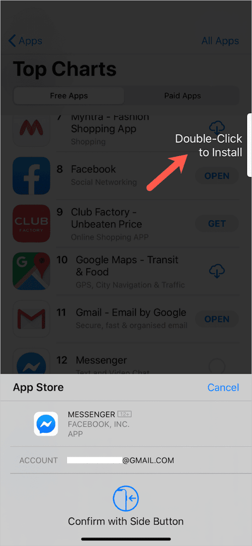 how to double click to install apps on iphone 11