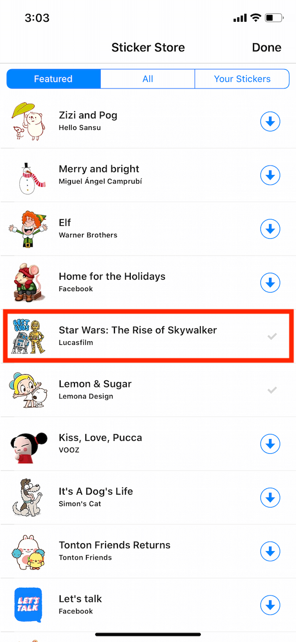 download star wars stickers in messenger
