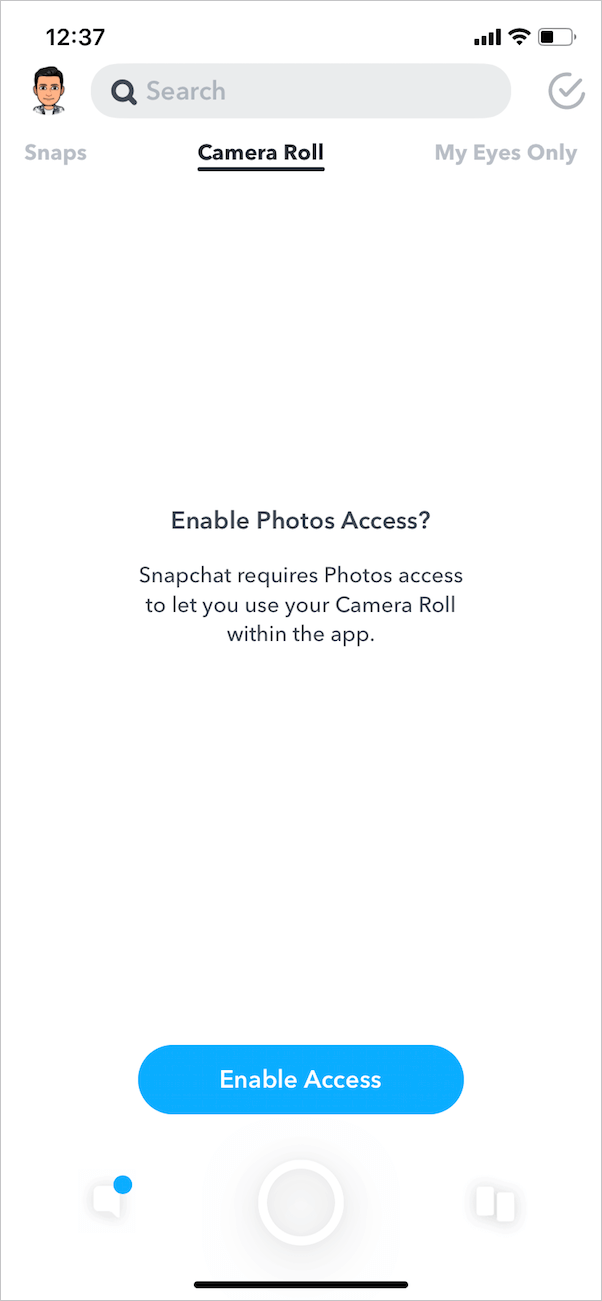 activer l'accès aux photos pour Snapchat sur iPhone