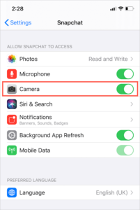 How to Allow Camera Access to Snapchat in iOS 13 on iPhone