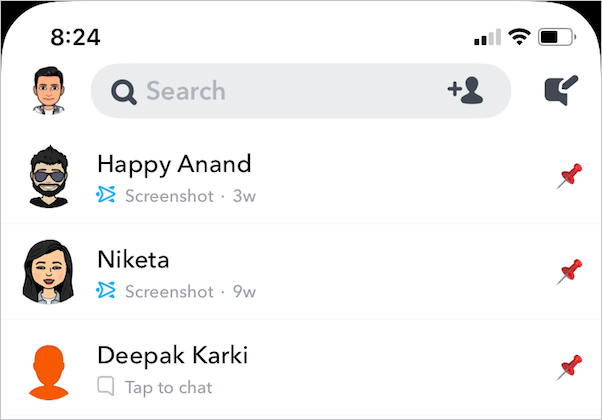 pinned conversations on snapchat for iphone