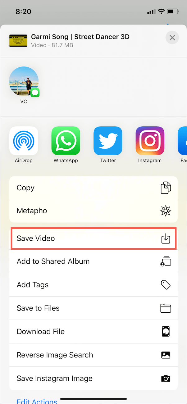 move video from Files to photos app on iphone
