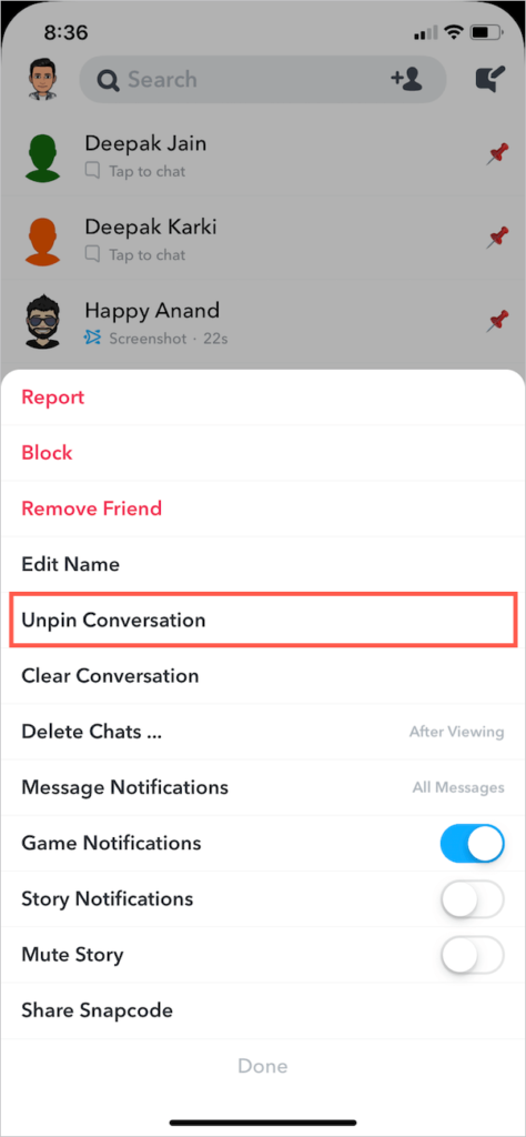 Here's how you can Pin Conversations on Snapchat