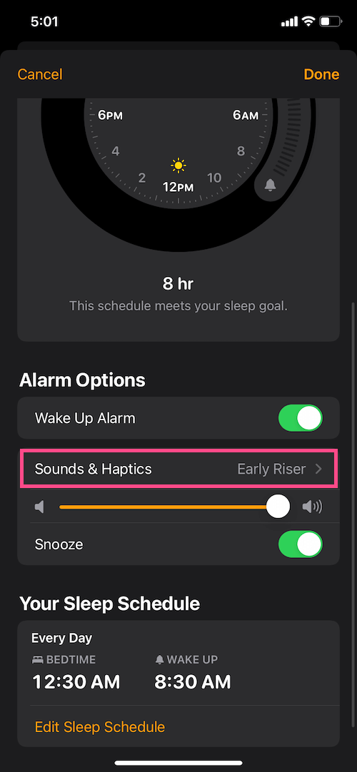 how to change bedtime alarm sound on iPhone 11 and iPhone 12